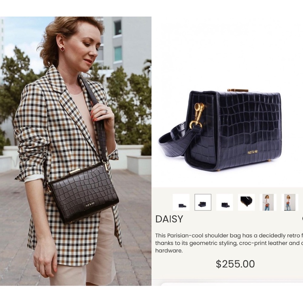 Nat & Nin Black Croco Leather Bad